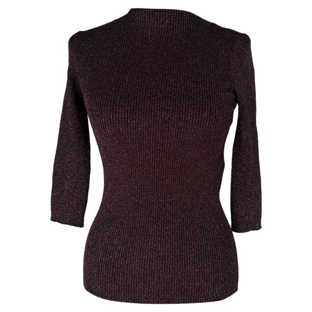 Maje Ribbed-Knit Top in Burgundy Viscose